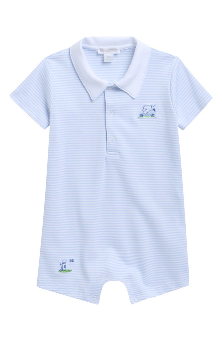 Kissy Kissy Embroidered Pima Cotton Romper, Main, color, Light Blue