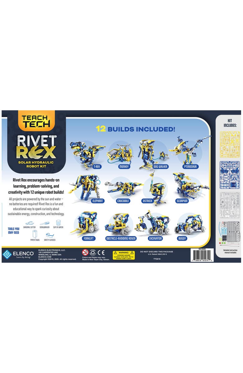 Teach Tech Rivet Rex Robot, DIY Build & Play Kit, STEM Educational Toy, 10+, Alternate, color, Multicolored