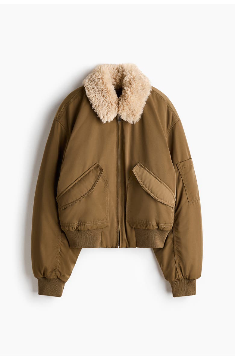 H&M Collared Bomber Jacket, Main, color, Khaki Green