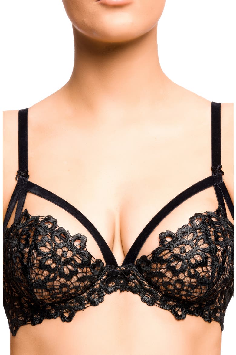 Dahlia Underwire Plunge Bra, Alternate, color, BLACK
