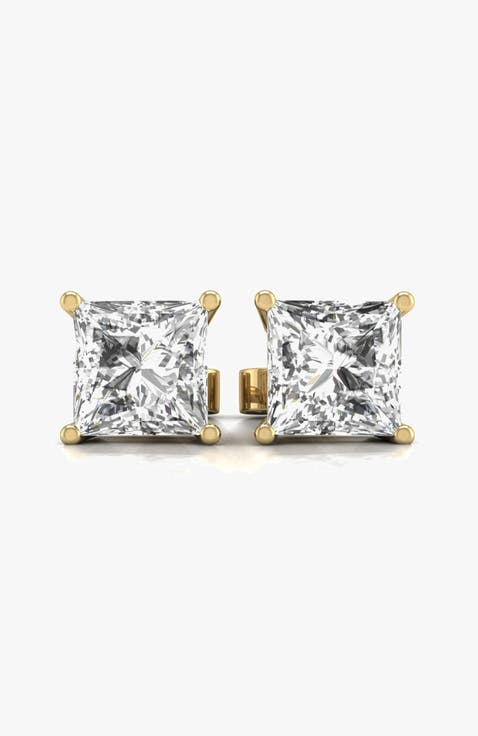 Studs 14K Gold 0.5 Carat The Princess Solitaire