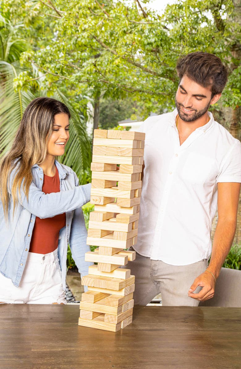 POOLCANDY Stars & Stripes Giant Wooden Tower Game, Alternate, color, Wood