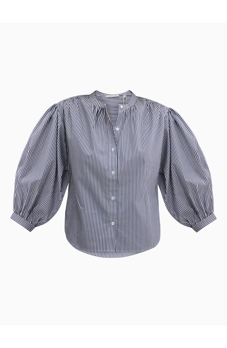 Rebecca Taylor Joselene Poplin Blouse, Alternate, color, Navy Stripe