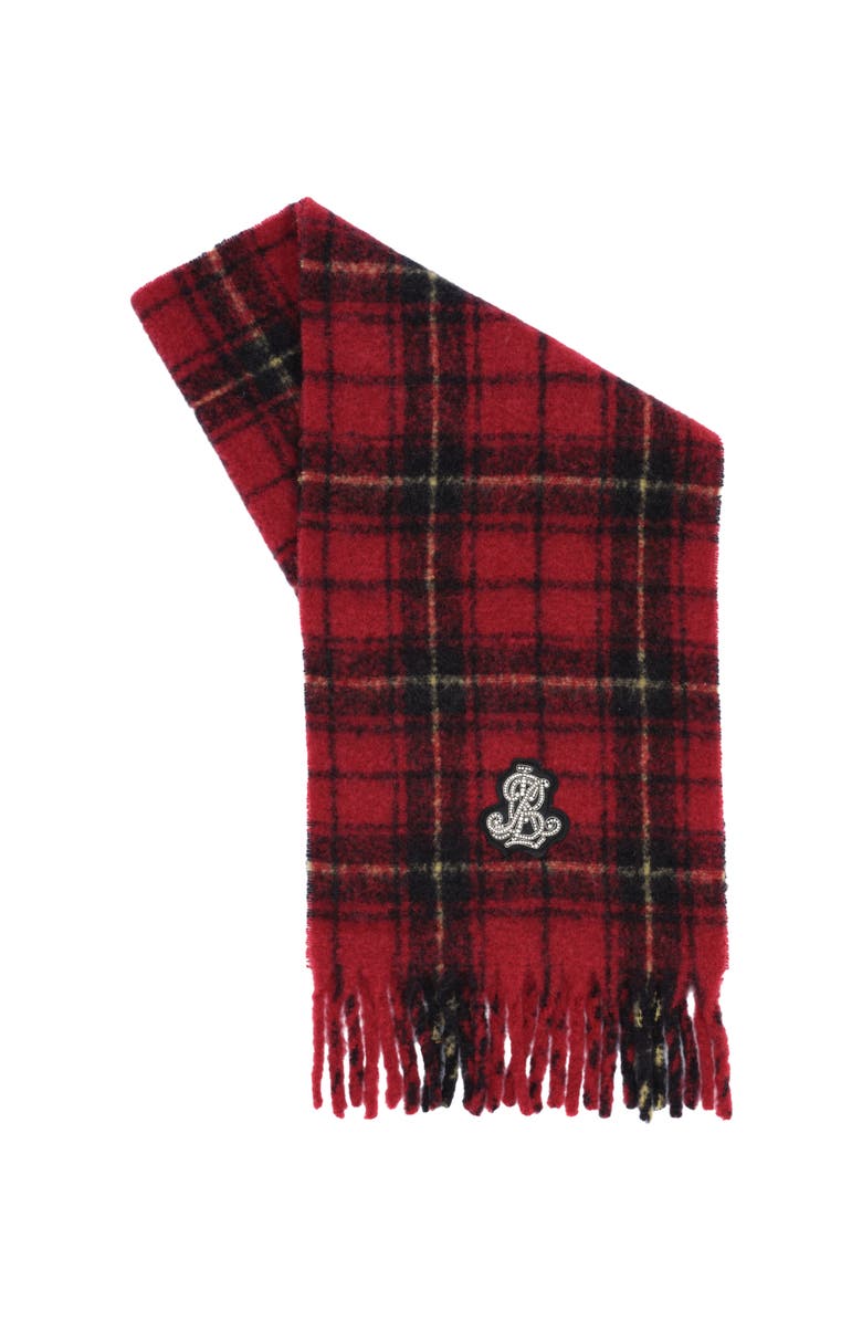 Lauren Ralph Lauren Brushed Lofty Scarf With Crystal Patch, Alternate, color, Red Plaid