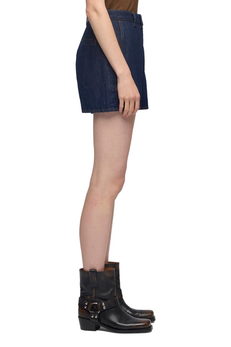 High Waist Cotton & Linen Denim Trouser Shorts, Alternate, color, BLOSSOM