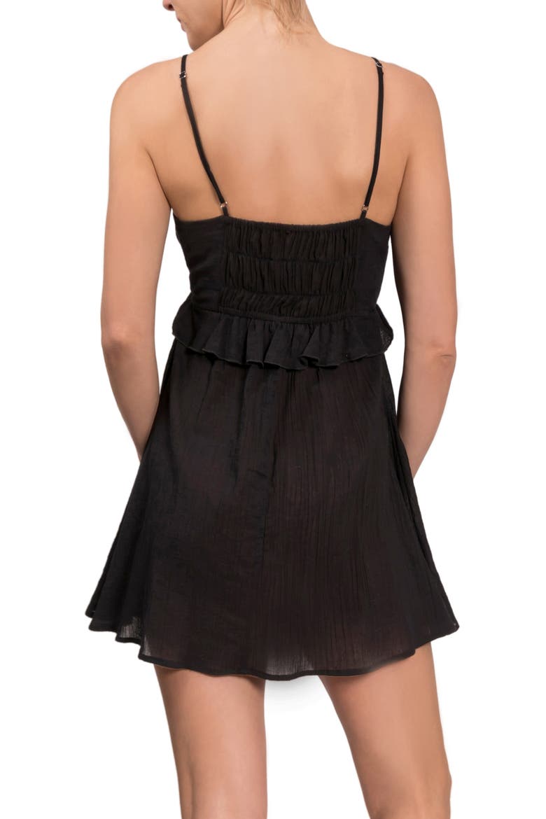 Isabelle Tie-Front Cotton Chemise, Alternate, color, BLACK