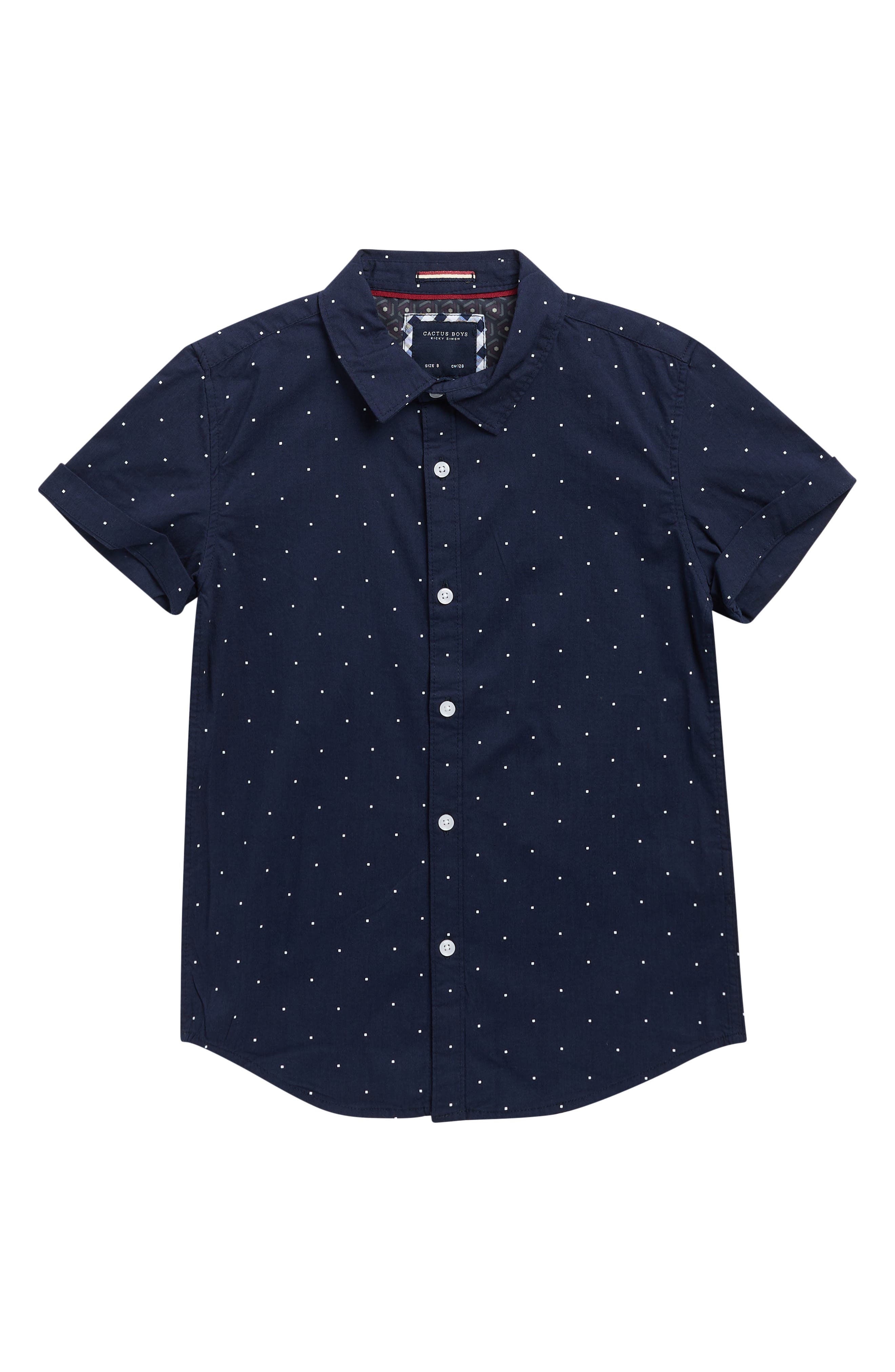 DENIM AND FLOWER Kids' Polka Dot Short Sleeve Shirt