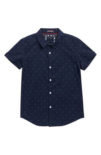 Denim And Flower Kids' Polka Dot Short Sleeve Shirt In Blue