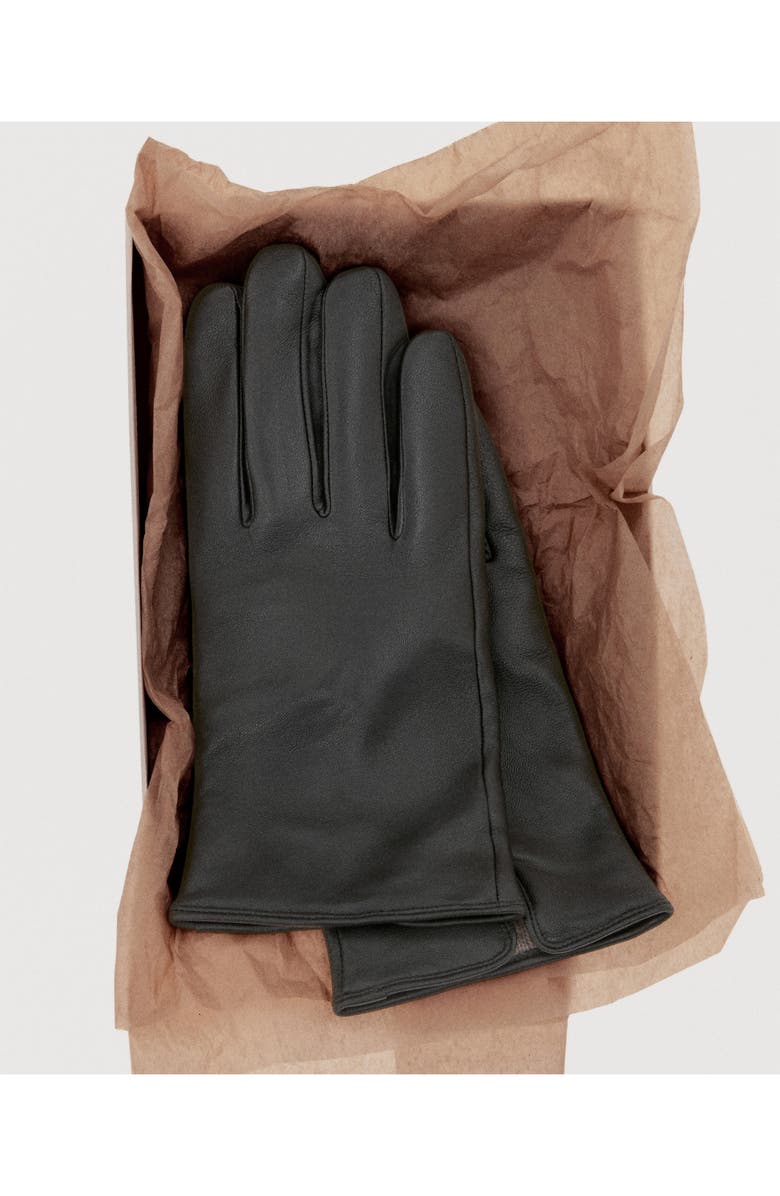 MANGO Leather Gloves, Alternate, color, Black