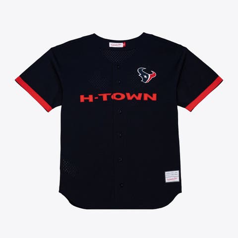 Men's Mitchell & Ness  Navy Houston Texans Head Coach Mesh Full-Button Fashion Jersey