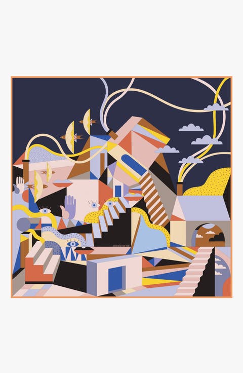 Double Sided Silk Scarf Of Dreamlike