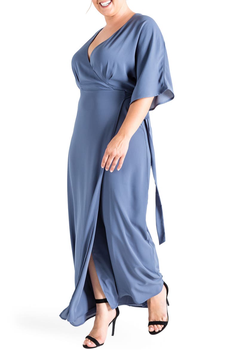 Olivia Wrap Maxi Dress, Alternate, color, SLATE