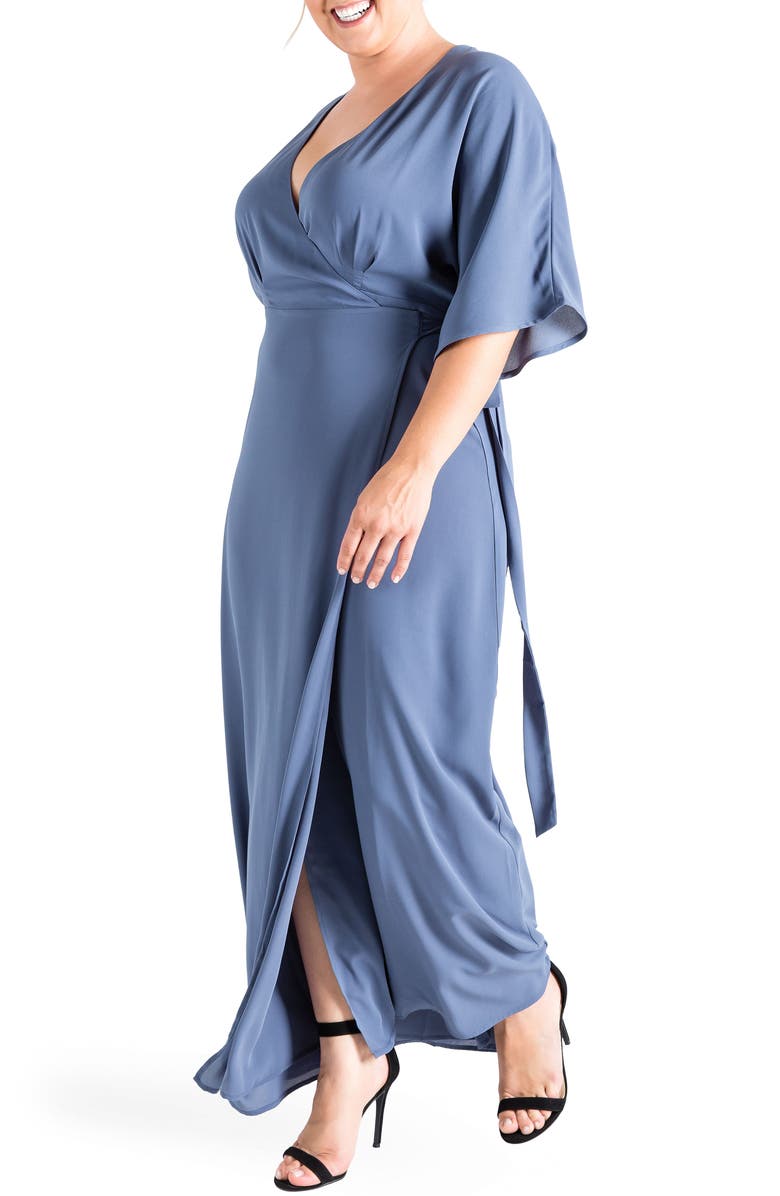 Standards & Practices Olivia Wrap Maxi Dress, Alternate, color, Slate