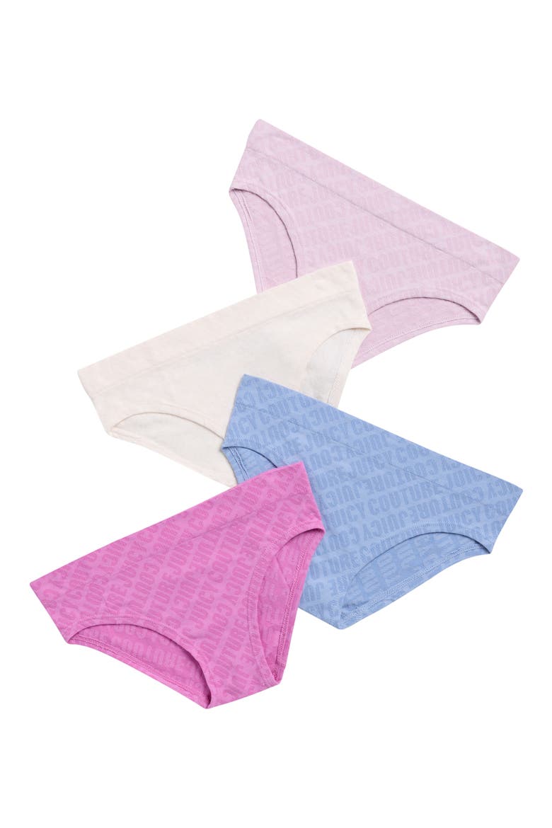 Kids' Assorted 4-Pack Jacquard Bikini Briefs, Main, color, MOXIE DIAGONAL LOGO