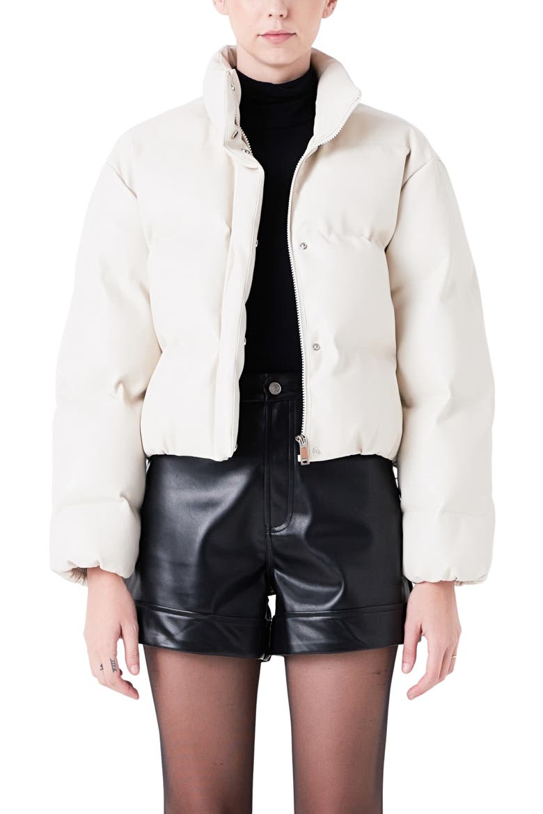 Crop Puffer Jacket, Alternate, color, CREAM
