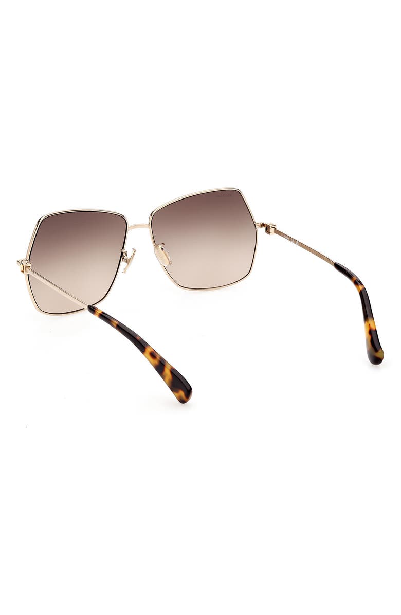 Max Mara 61mm Geometric Sunglasses, Alternate, color, Shiny Gold Brown Tortiose