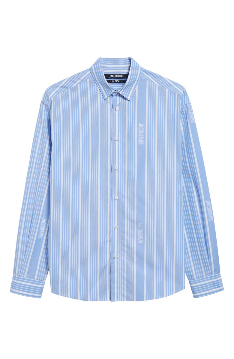 Jacquemus La Chemise Simon Straight Fit Stripe Button-Up Shirt, Alternate, color, Jacquard Business Big Log
