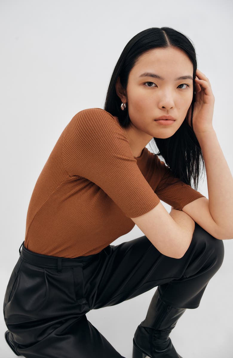 Two Lines by Marcella Seneca Rib Top, Alternate, color, Cinnamon Brown