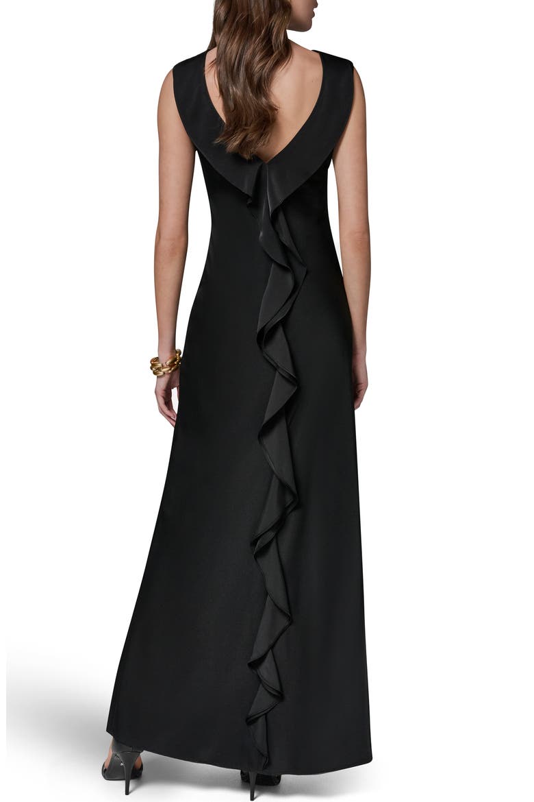 Ruffle Satin Gown, Alternate, color, BLACK