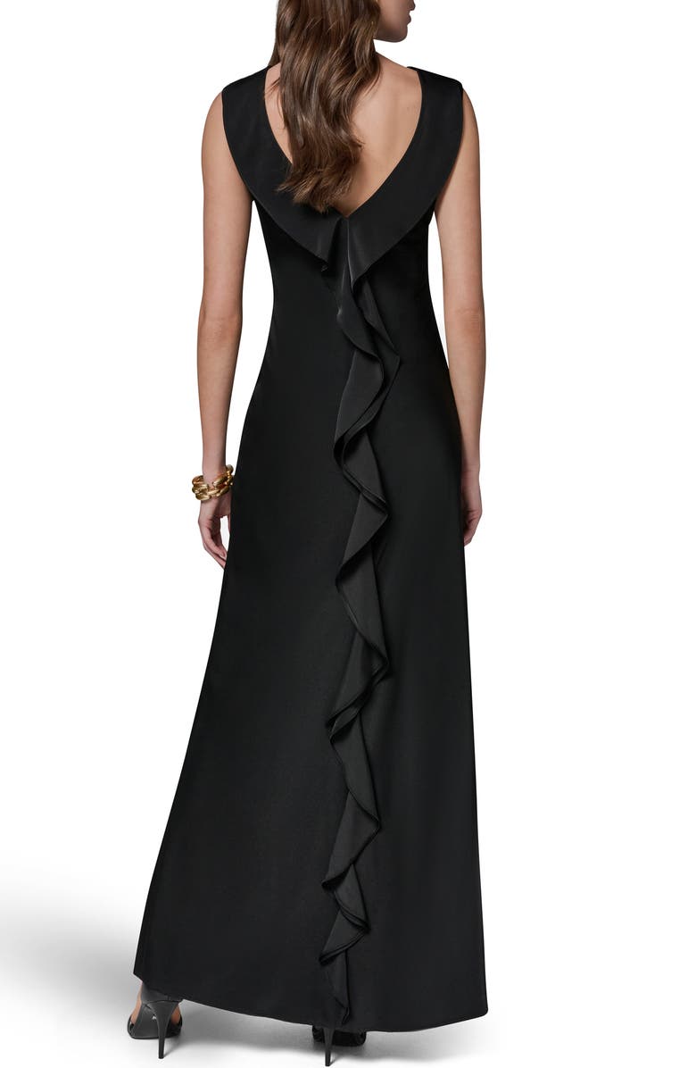 Donna Karan New York Ruffle Satin Gown, Alternate, color, Black