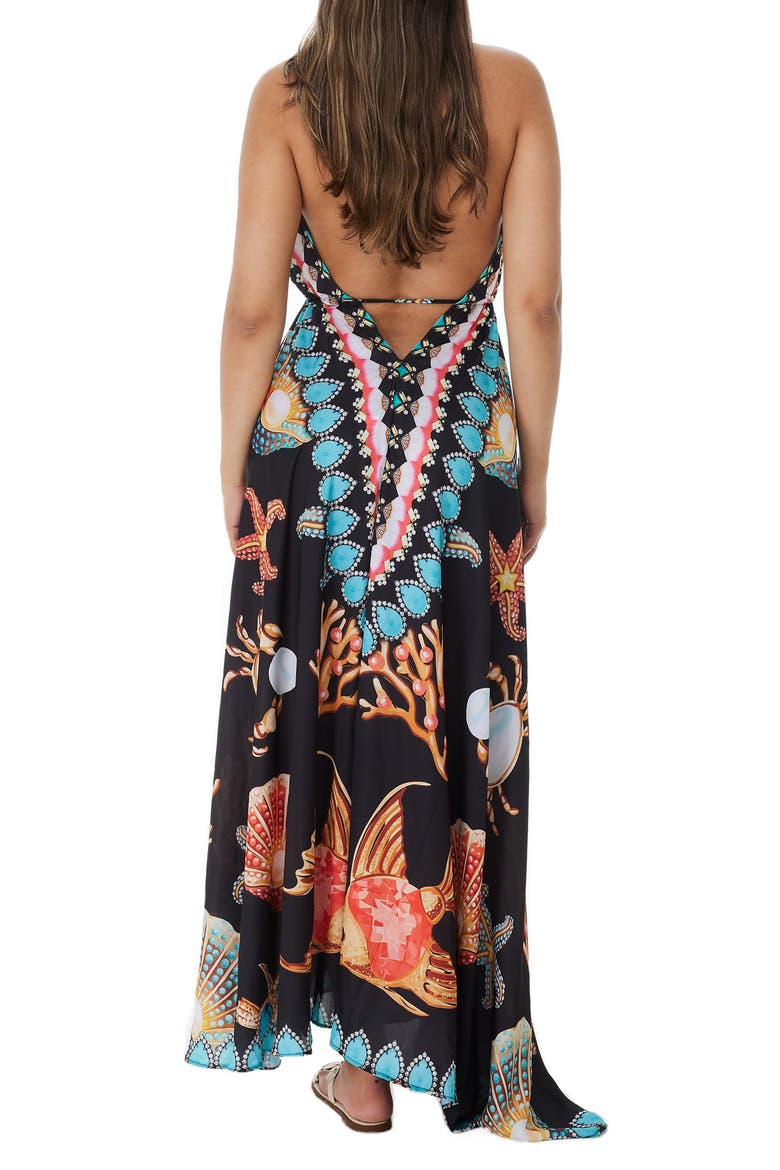 Starfish Halter Maxi Dress, Alternate, color, BLACK