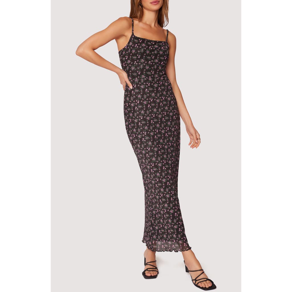 Lost + Wander Isabella Floral Print Slipdress In Black Pink Floral