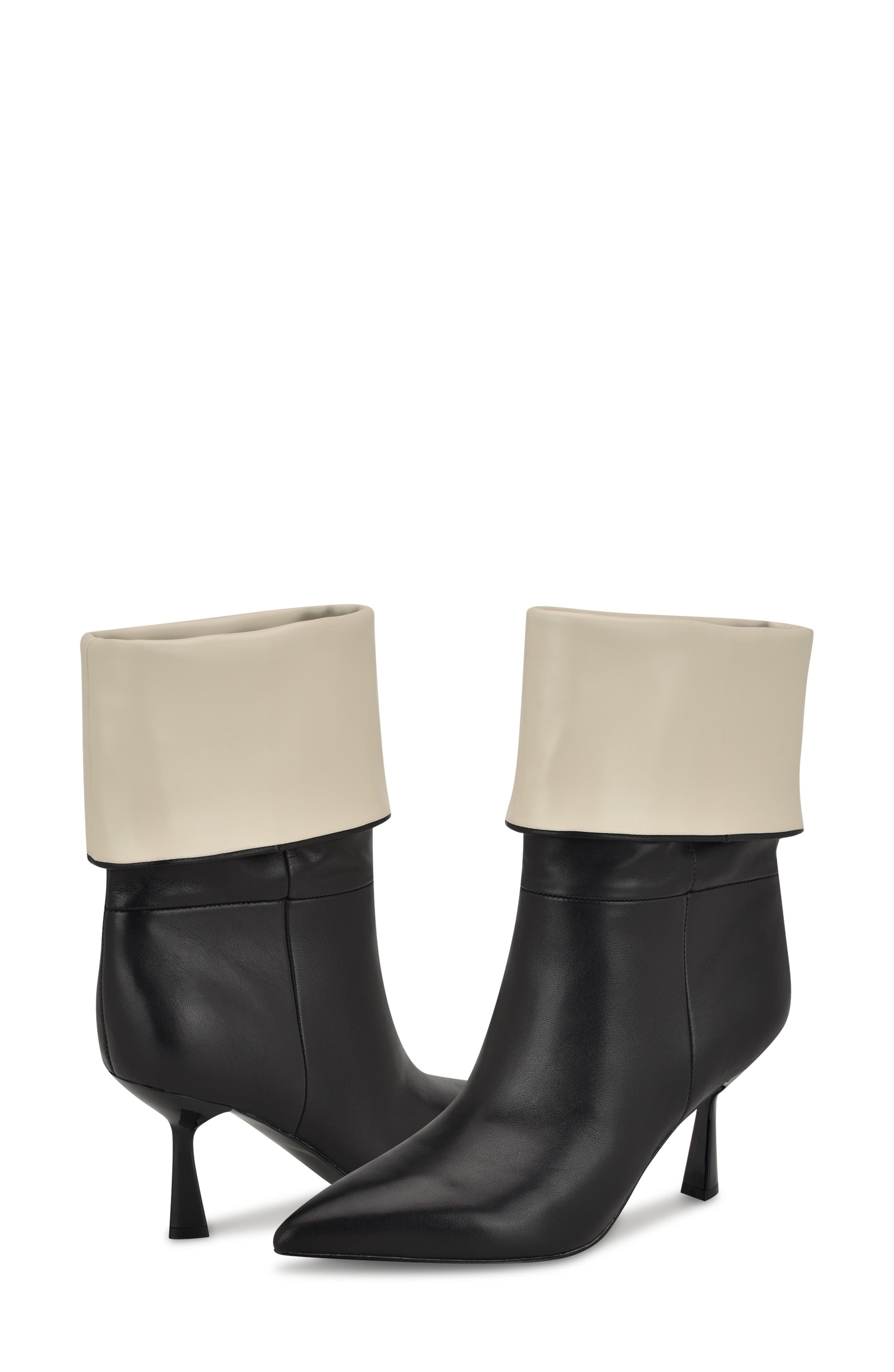 Nine West Bayla Cuff Bootie, Alternate, color, Black/ Cream