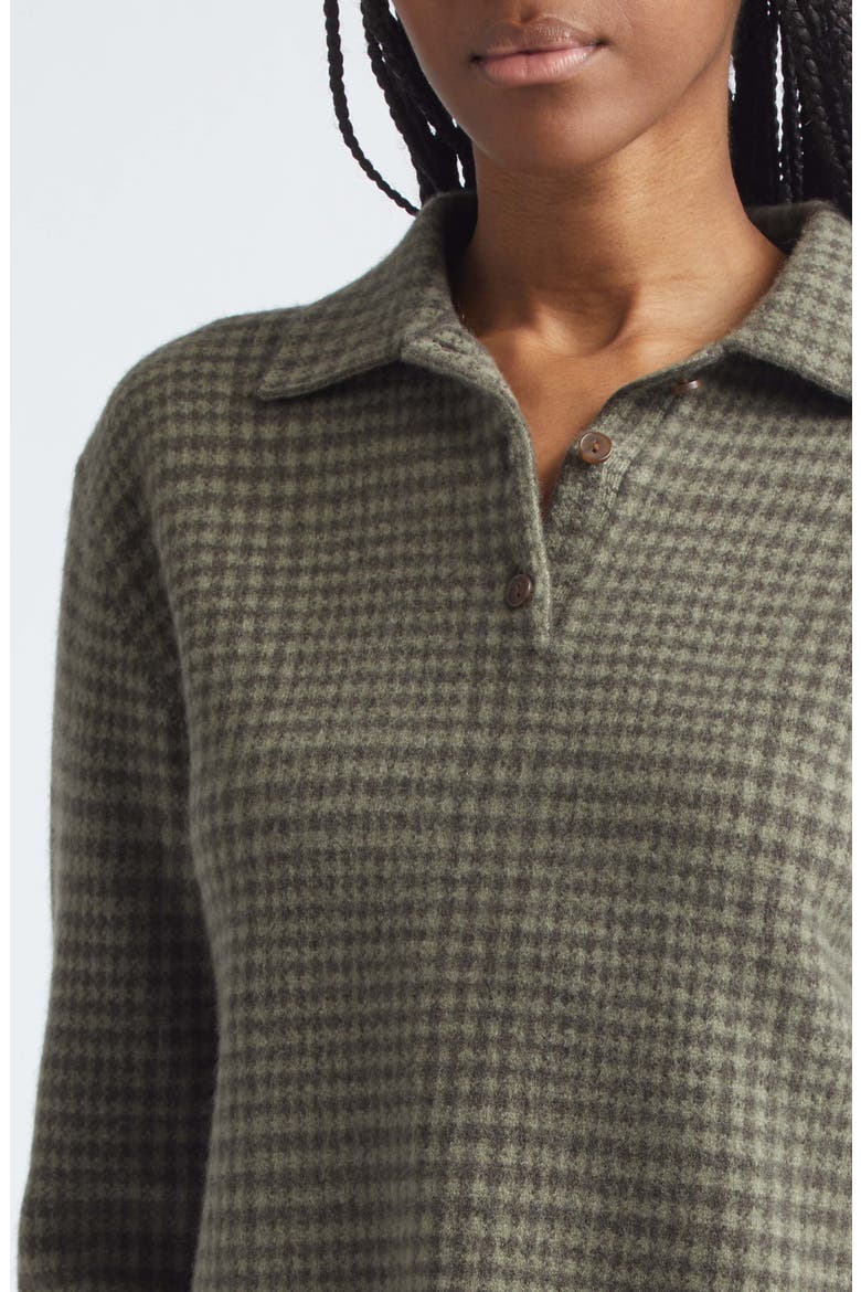 Long Sleeve Check Polo Sweater, Alternate, color, ARTICHOKE/ DK THYME