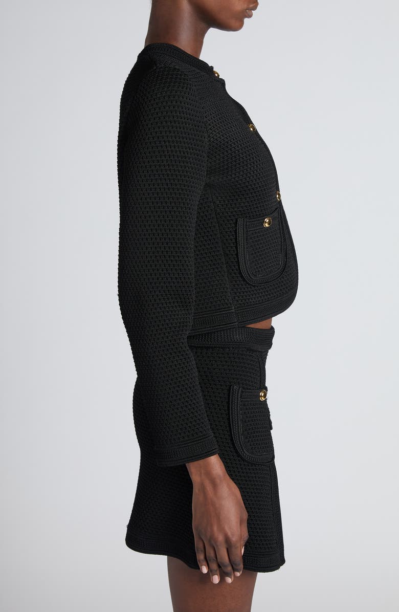 TOM FORD Compact Knit Crop Jacket, Alternate, color, Black