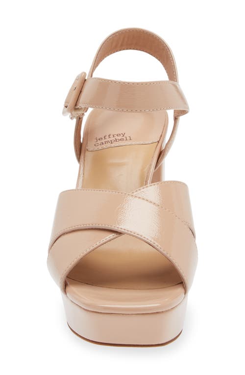 Jeffrey Campbell Amma Platform Slingback Sandal In Beige Crinkle Patent