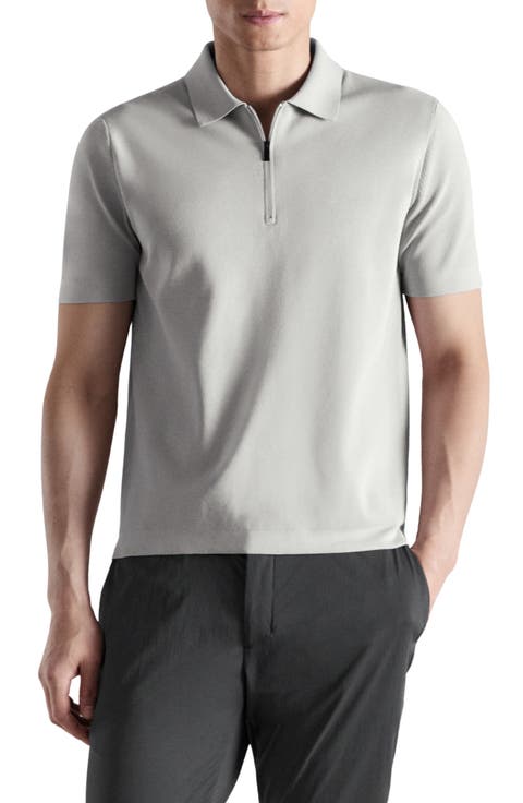Zip Cotton Blend Polo