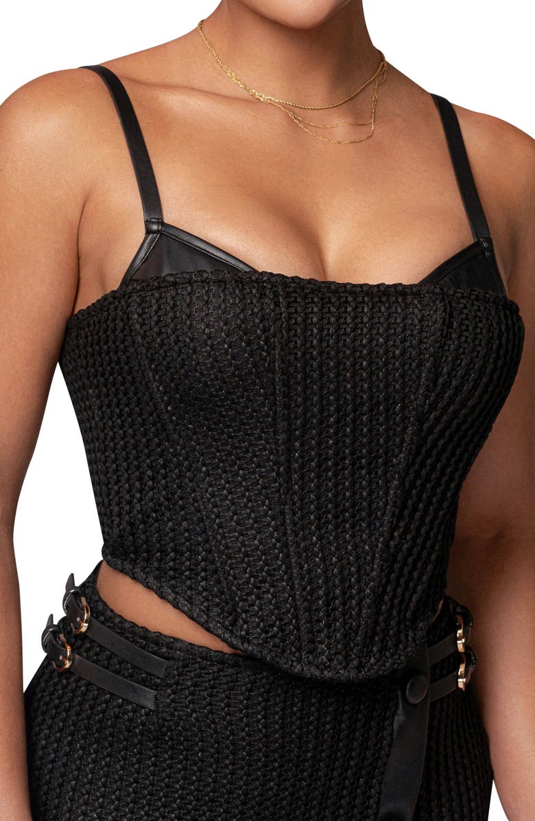JLUXLABEL Harley Textured Faux Leather Corset Top, Alternate, color, Black