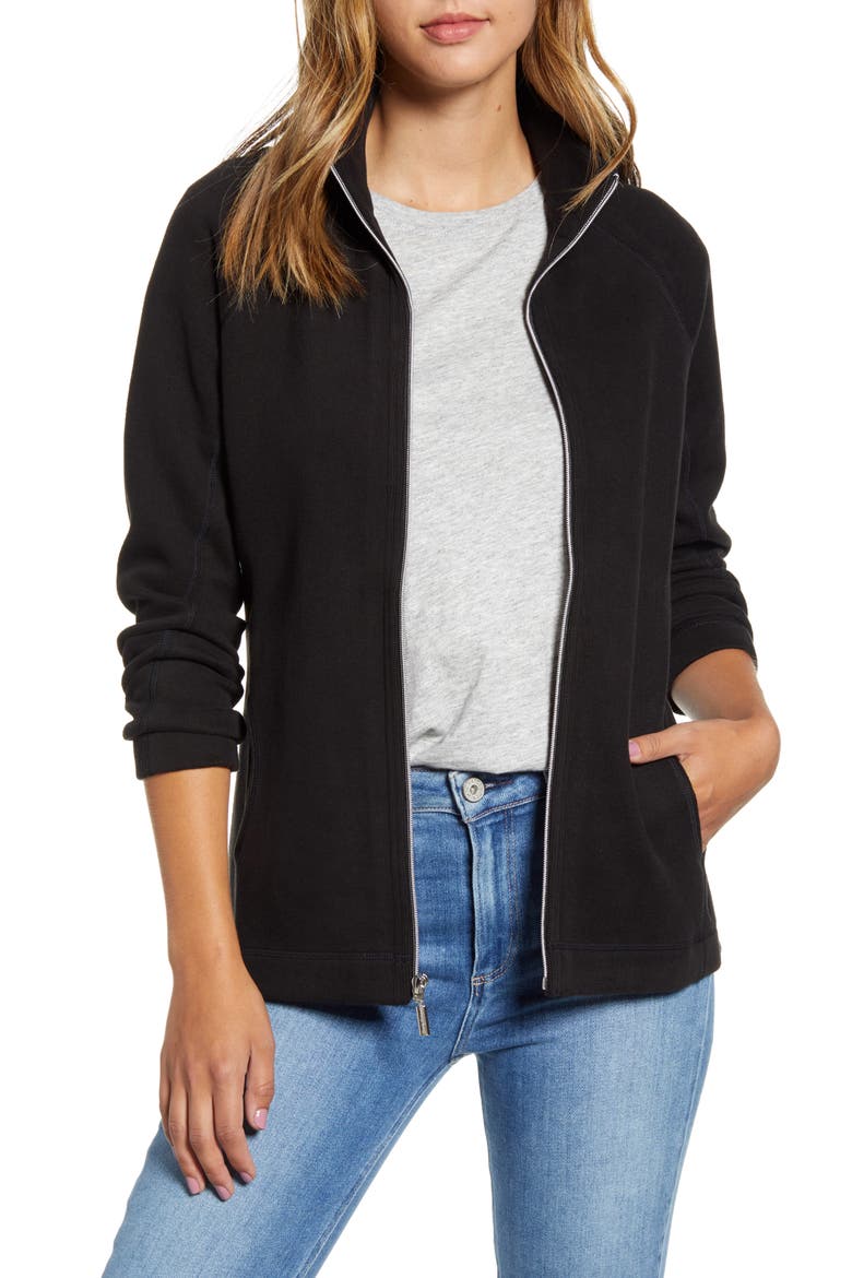New Aruba Zip-Up Stretch Cotton Jacket, Main, color, BLACK