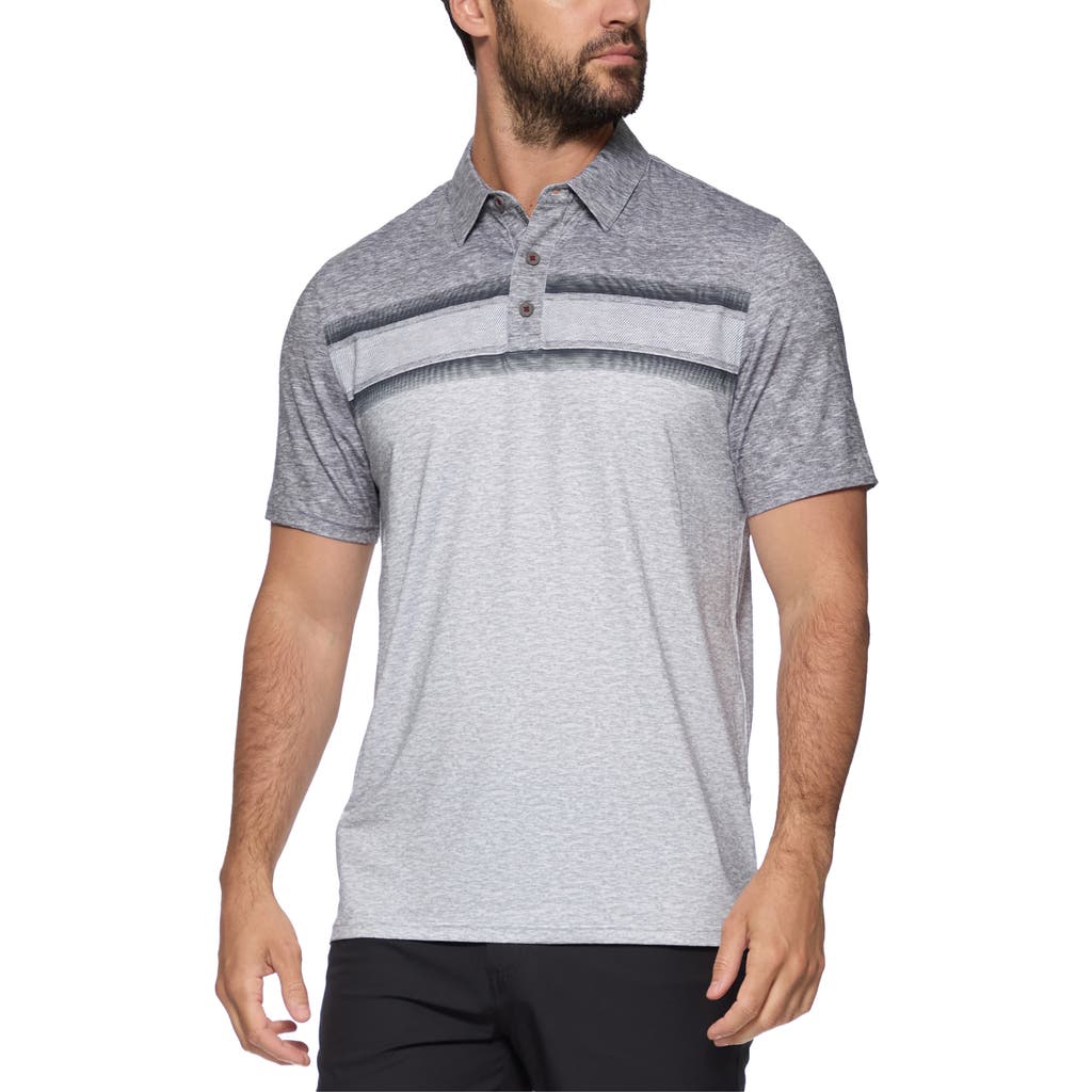 Flag And Anthem Lindale Chest Stripe Performance Polo In Dark Grey/light Grey