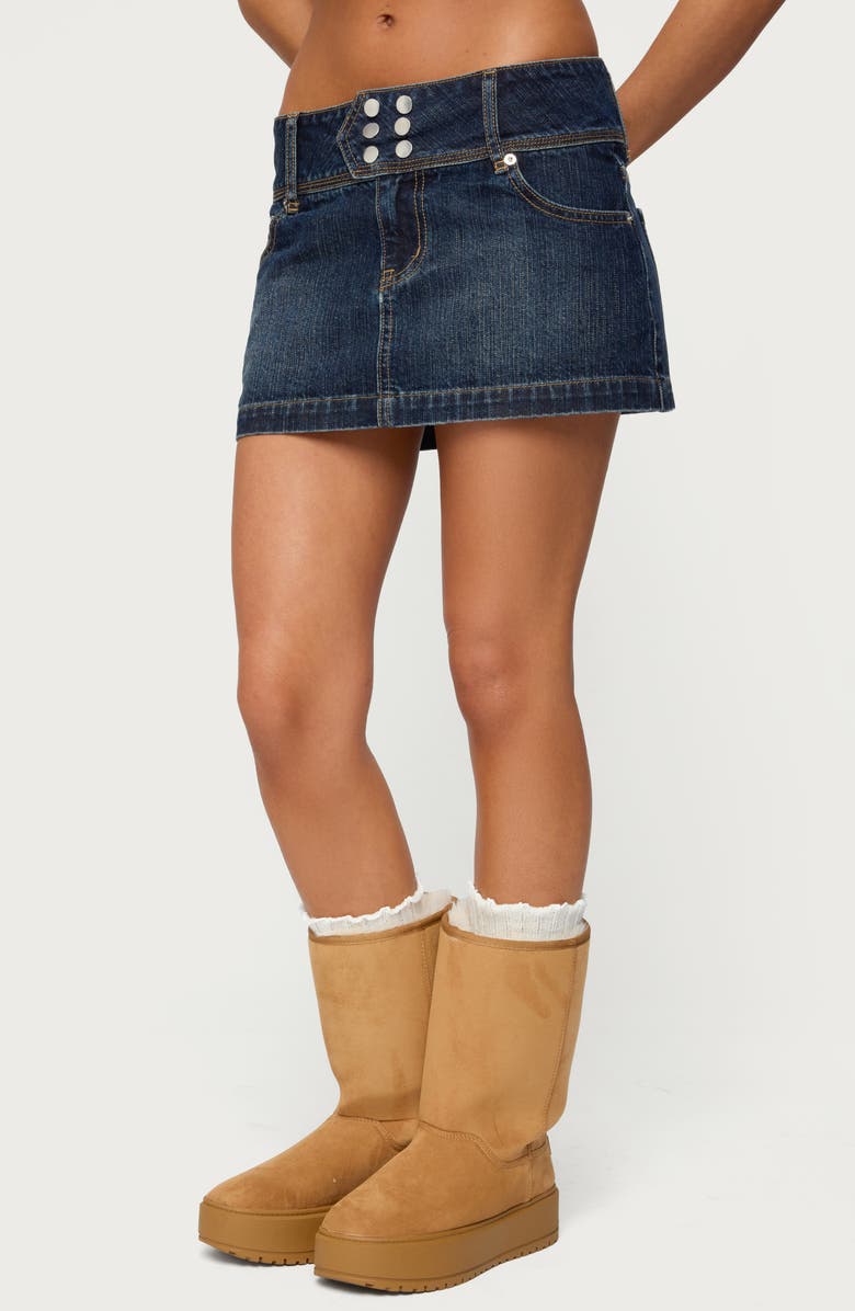 EDIKTED Fatama Denim Miniskirt, Alternate, color, 