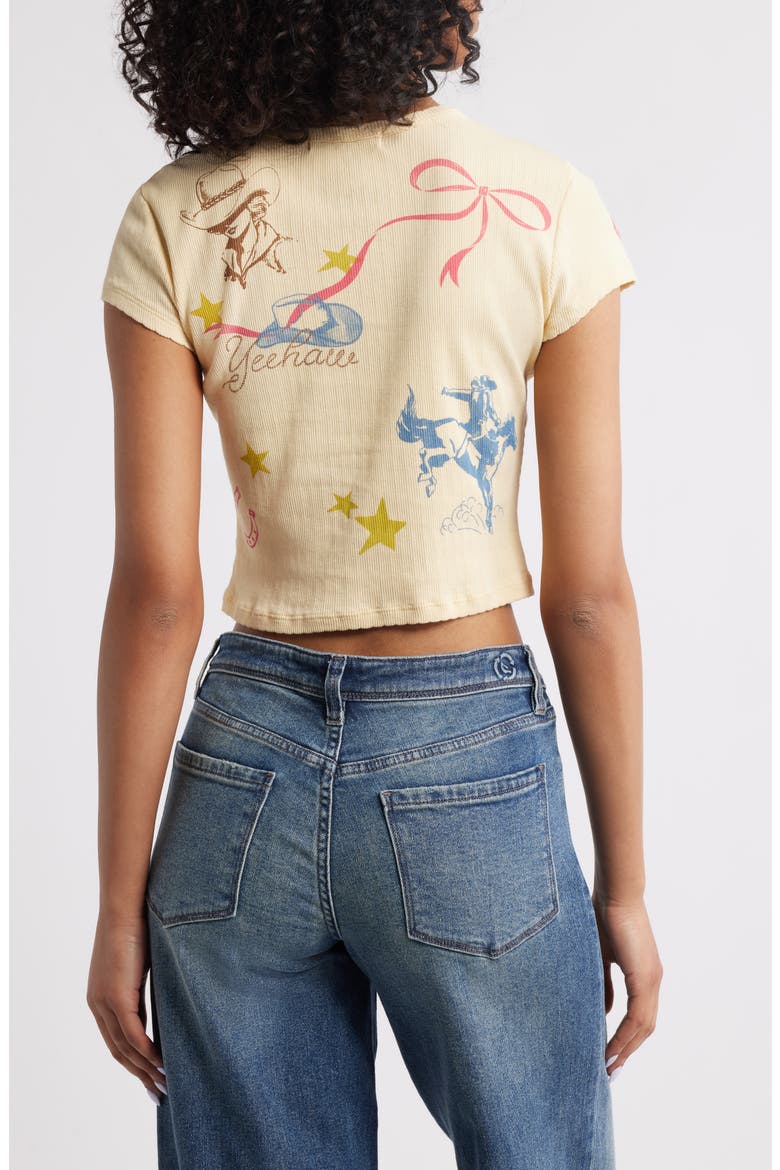 Western Flash Pointelle Cotton Graphic T-Shirt, Alternate, color, BUTTER YELLOW