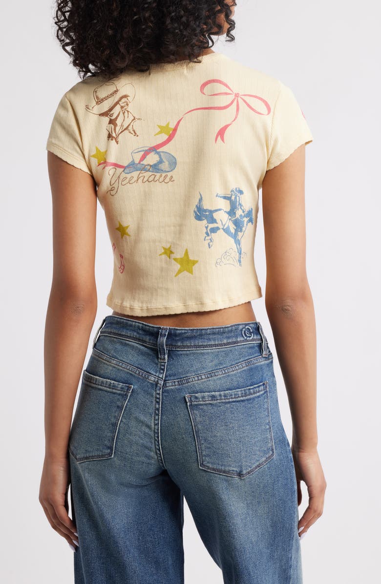 Daydreamer Western Flash Pointelle Cotton Graphic T-Shirt, Alternate, color, Butter Yellow