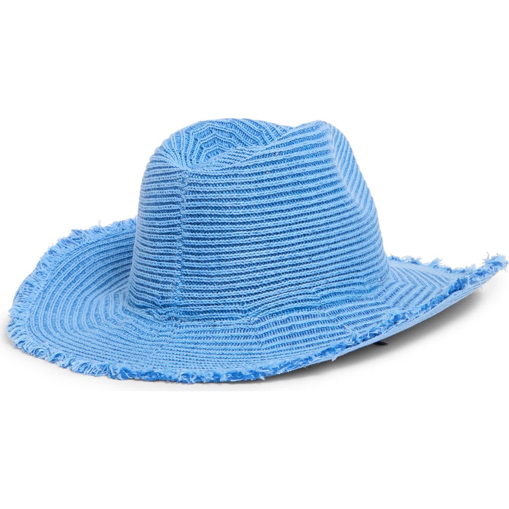 Melrose And Market Fringe Woven Cowboy Hat In Blue Colony