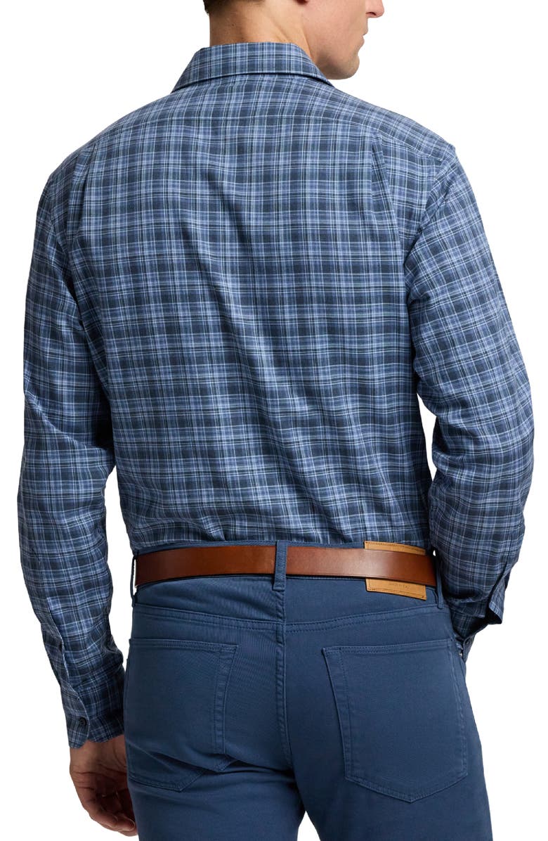 Ralph Lauren Purple Label Aston Plaid Brushed Cotton Button-Up Shirt, Alternate, color, Vintage Indigo Plaid