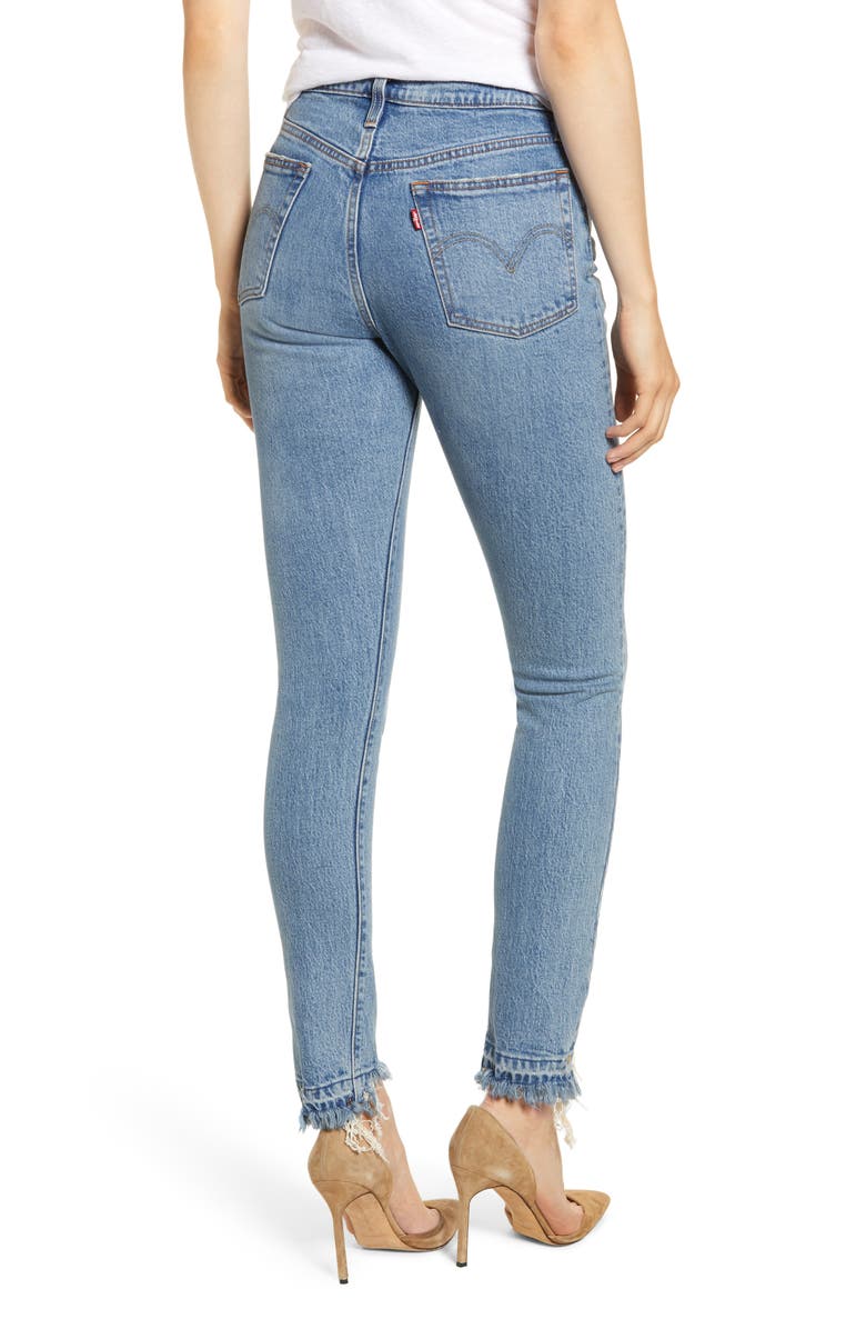 Levi's<sup>®</sup> 501<sup>®</sup> High Waist Nibbled Hem Skinny Jeans, Alternate, color,