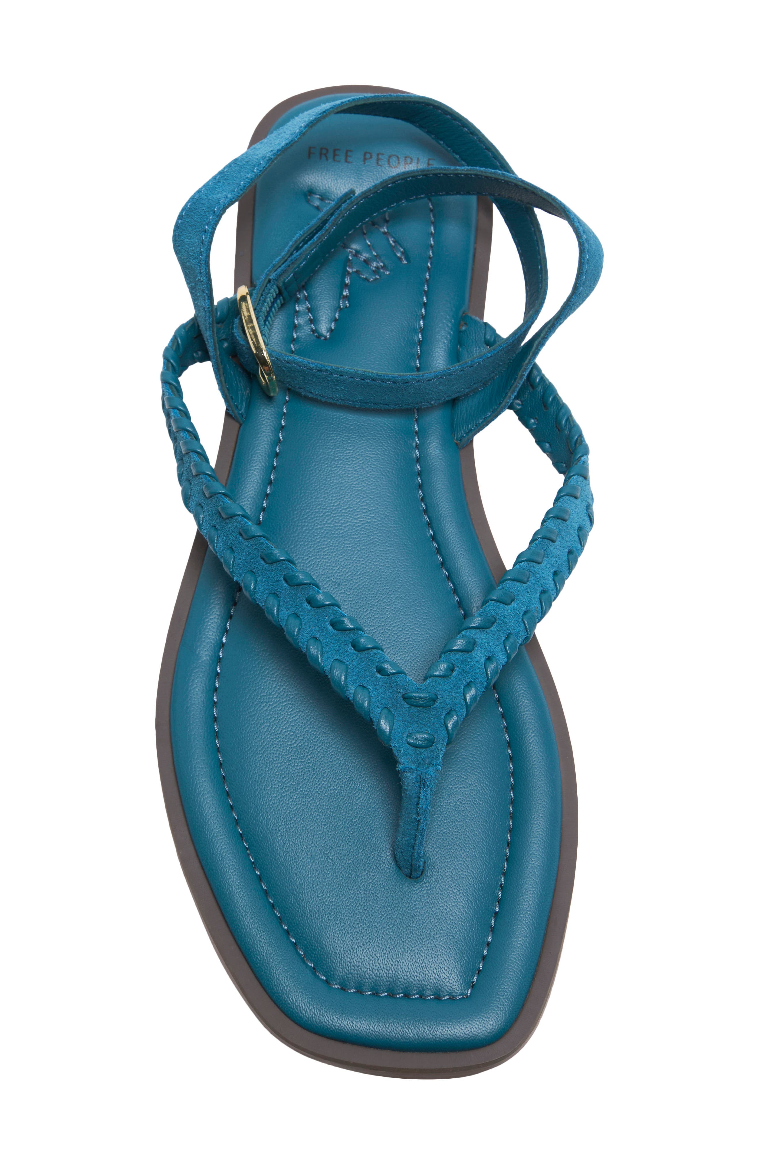 Waverly Whipstitch Ankle Strap Sandal, Alternate, color, EMERALD TIDE SUEDE