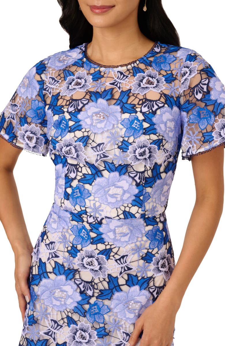Adrianna Papell Floral Guipure Lace Sheath Dress, Alternate, color,