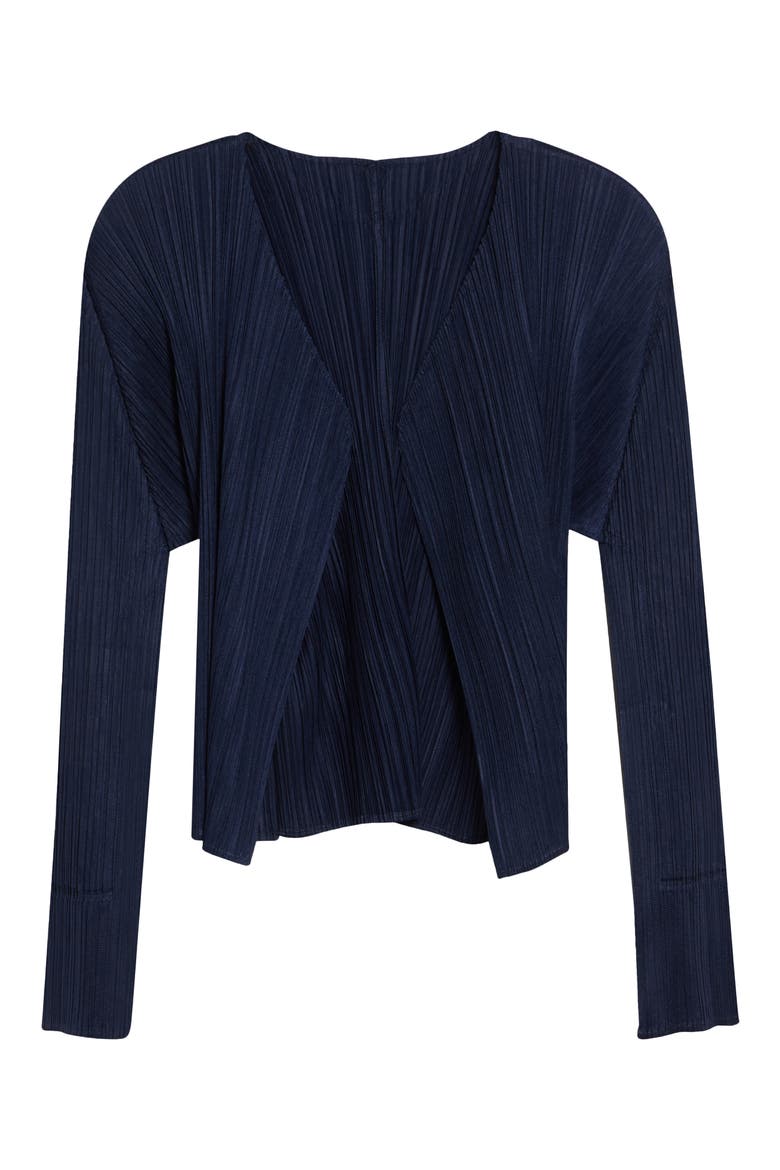 New Colorful Basics 4 Pleated Cardigan, Alternate, color, NAVY