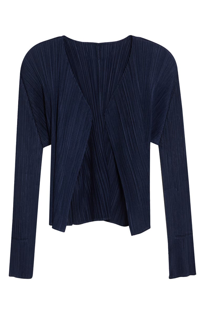 Pleats Please Issey Miyake New Colorful Basics 4 Pleated Cardigan, Main, color, Navy