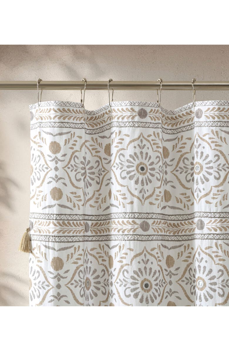 John Robshaw Rangila Shower Curtain, Alternate, color, Linen