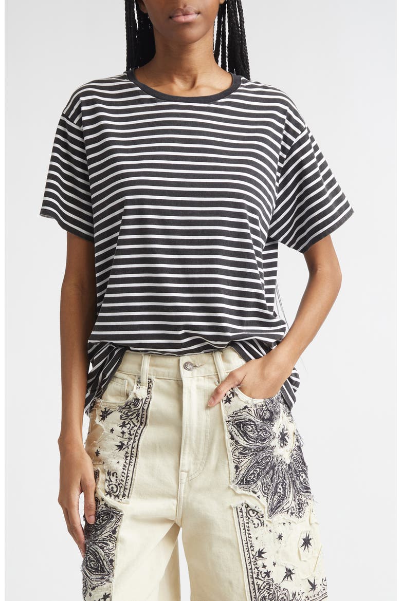 Stripe T-Shirt, Main, color, BLACK WITH WHITE STRIPE