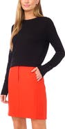Halogen® Button Cuff Crewneck Sweater