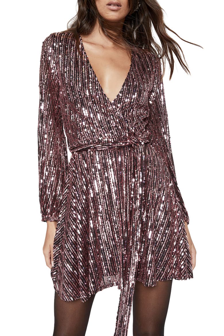 Bellissa Sequin Long Sleeve Dress, Alternate, color, MULTI PINK