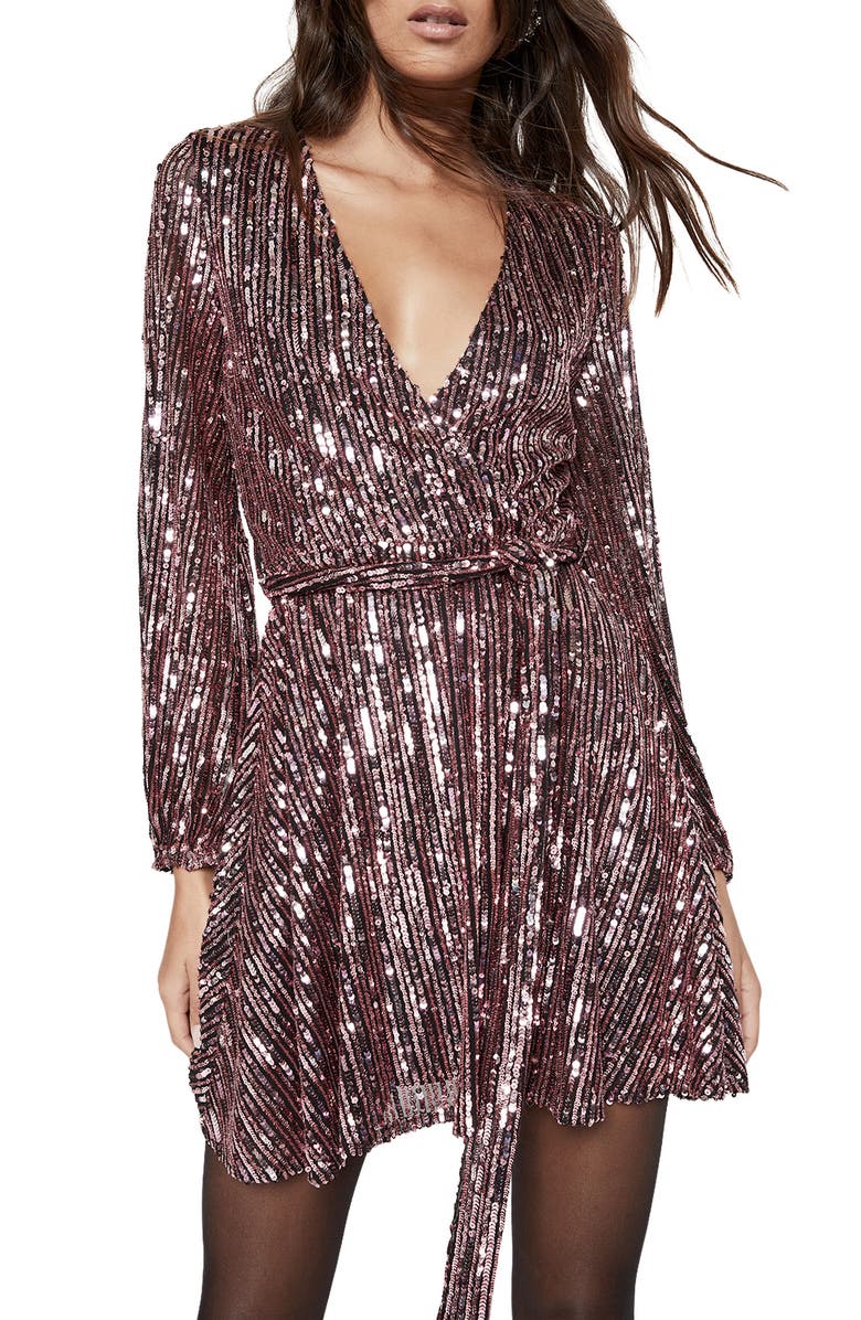 Bardot Bellissa Sequin Long Sleeve Dress, Alternate, color, 