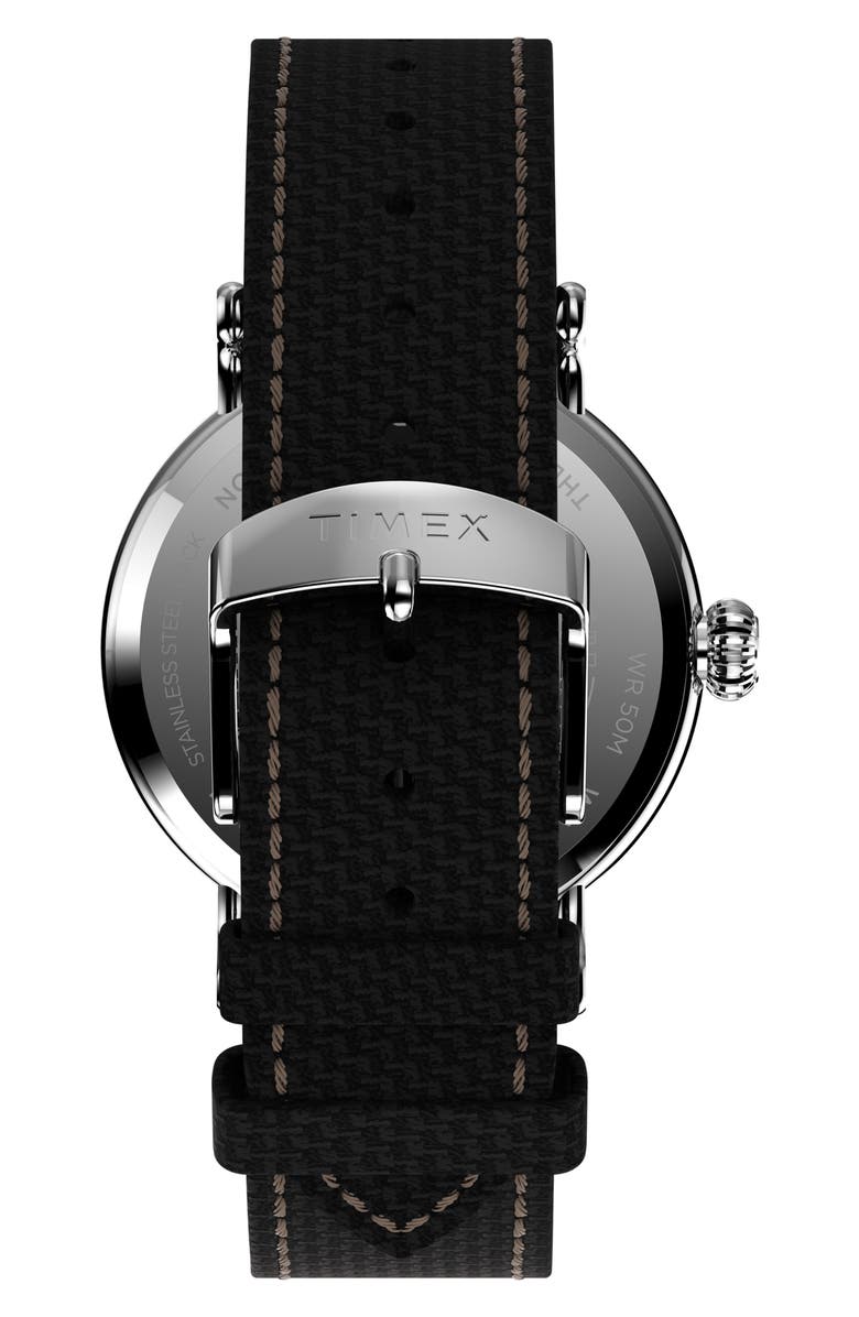 Timex<sup>®</sup> Standard Leather Strap Watch, 40mm, Alternate, color, Silver/ Black/ Black